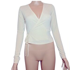 Urban Outfitters Sparkly Crème Wrap top, Size S-P